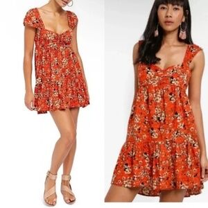 Free People pattern play mini dress Small S Linen blend